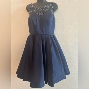 Sherri Hill Blue Prom Dress with Elegant Design